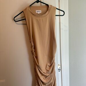 Superdown Cory ruched side dress in nude size XS